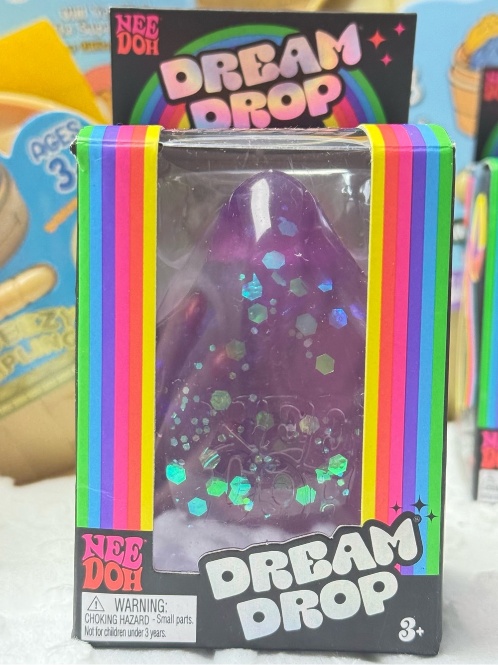 NeeDoh Dream Drop Purple Glitter Squeeze Sensory Toy